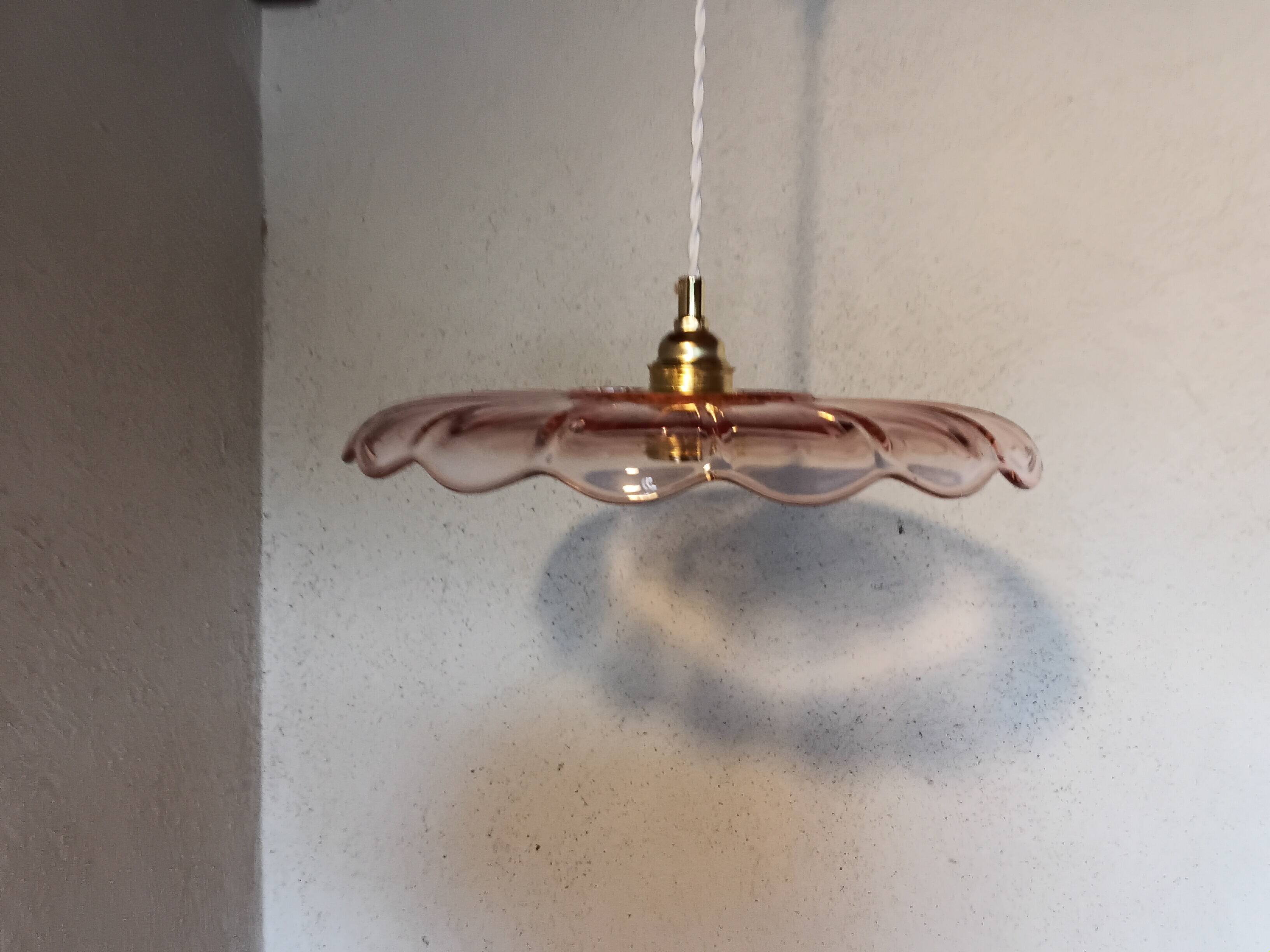 Vintage pink glass pendant light