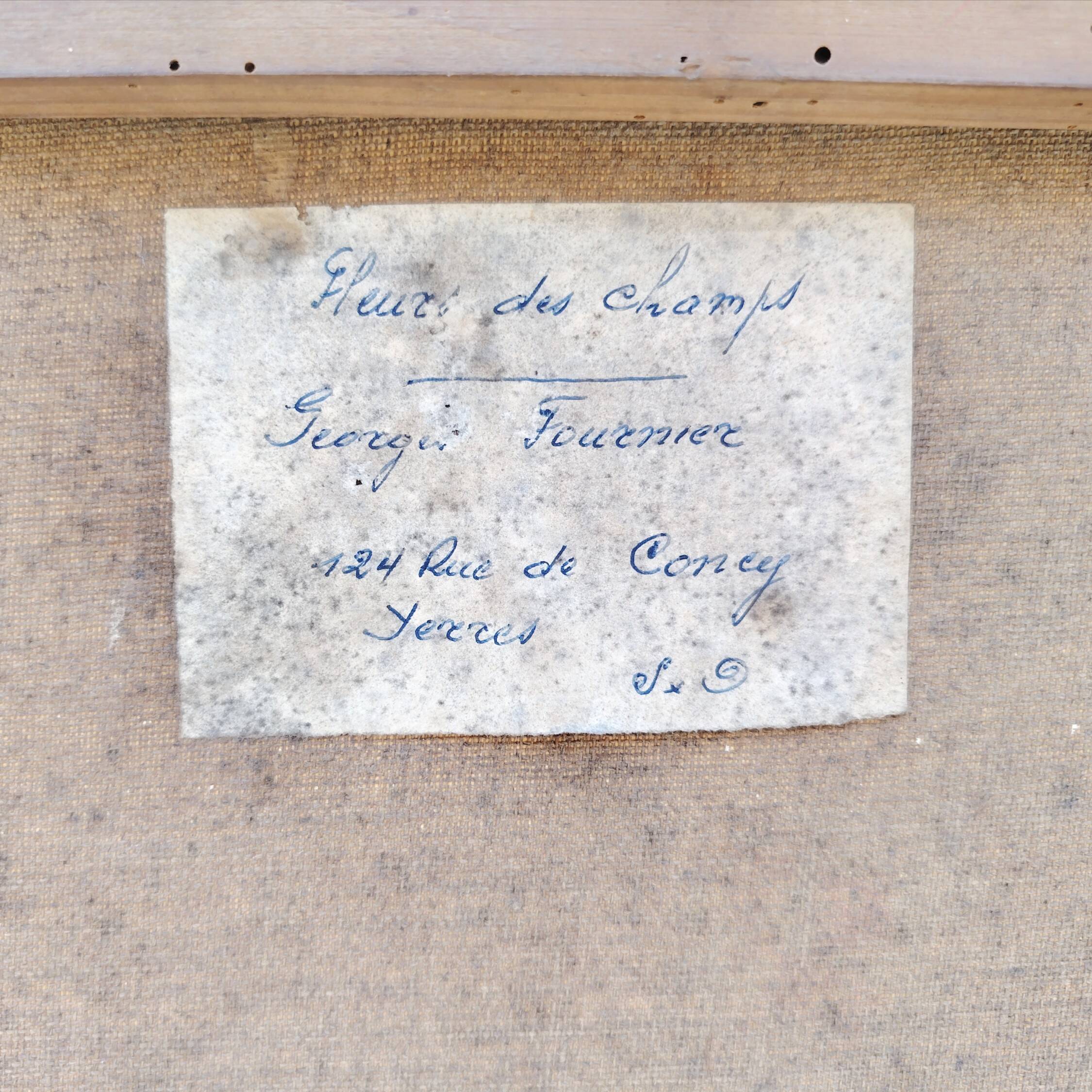 Oil on canvas still life Wild Flowers Géofournier