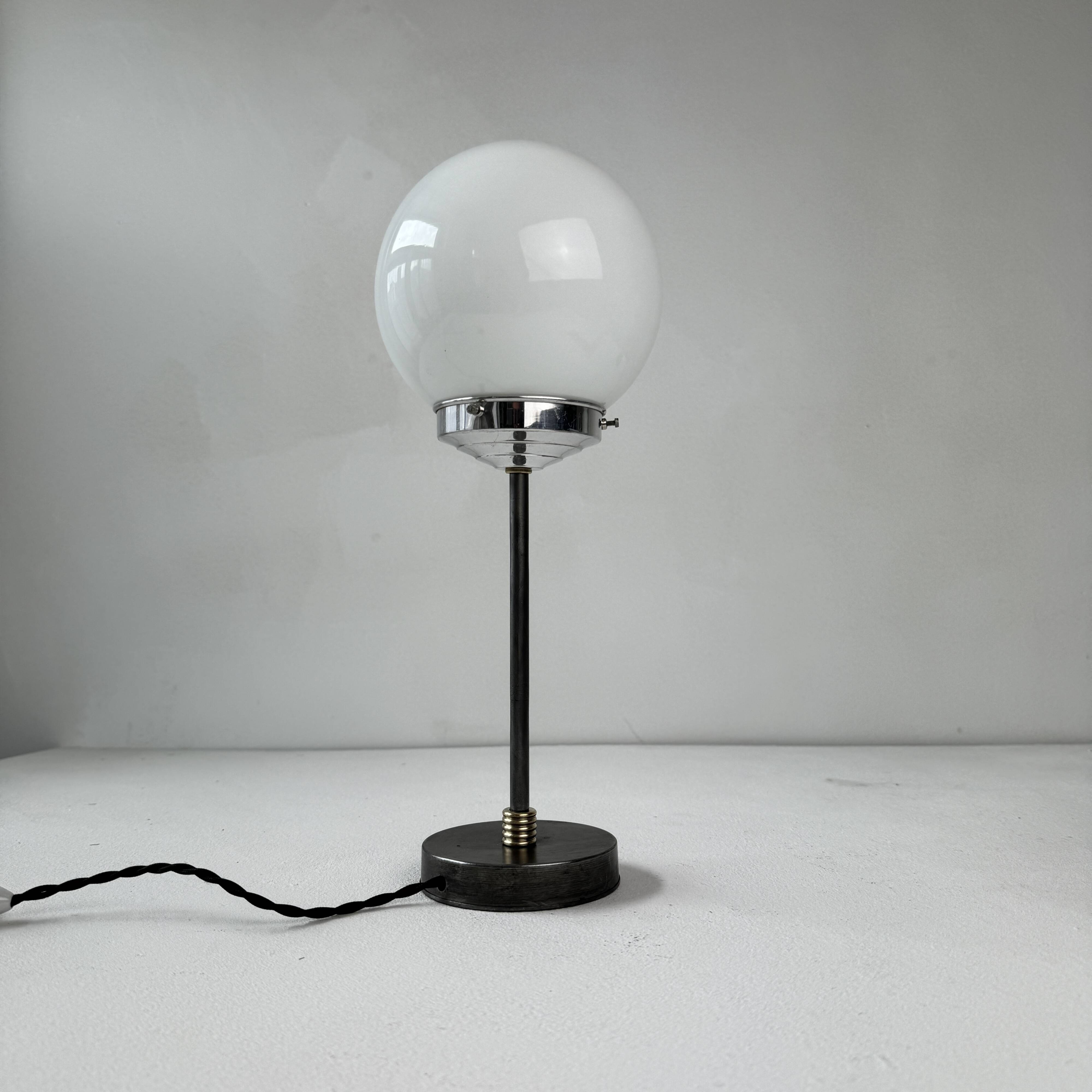 Old small vintage opaline table lamp