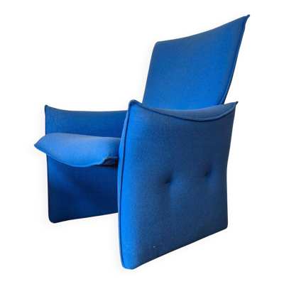 Fauteuil de salon au design de l'ère spatiale en tissu bleu, Pays-Bas, années 1960.
