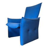 Space age design lounge chair in blue fabric, Netherlands 1960s