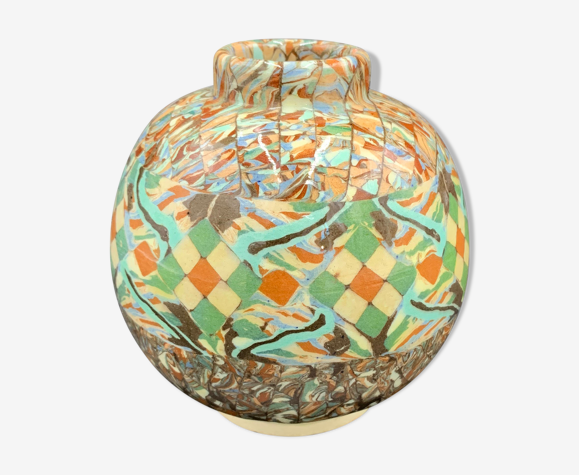 Vase boule mosaïque Gerbino 10, Vallauris