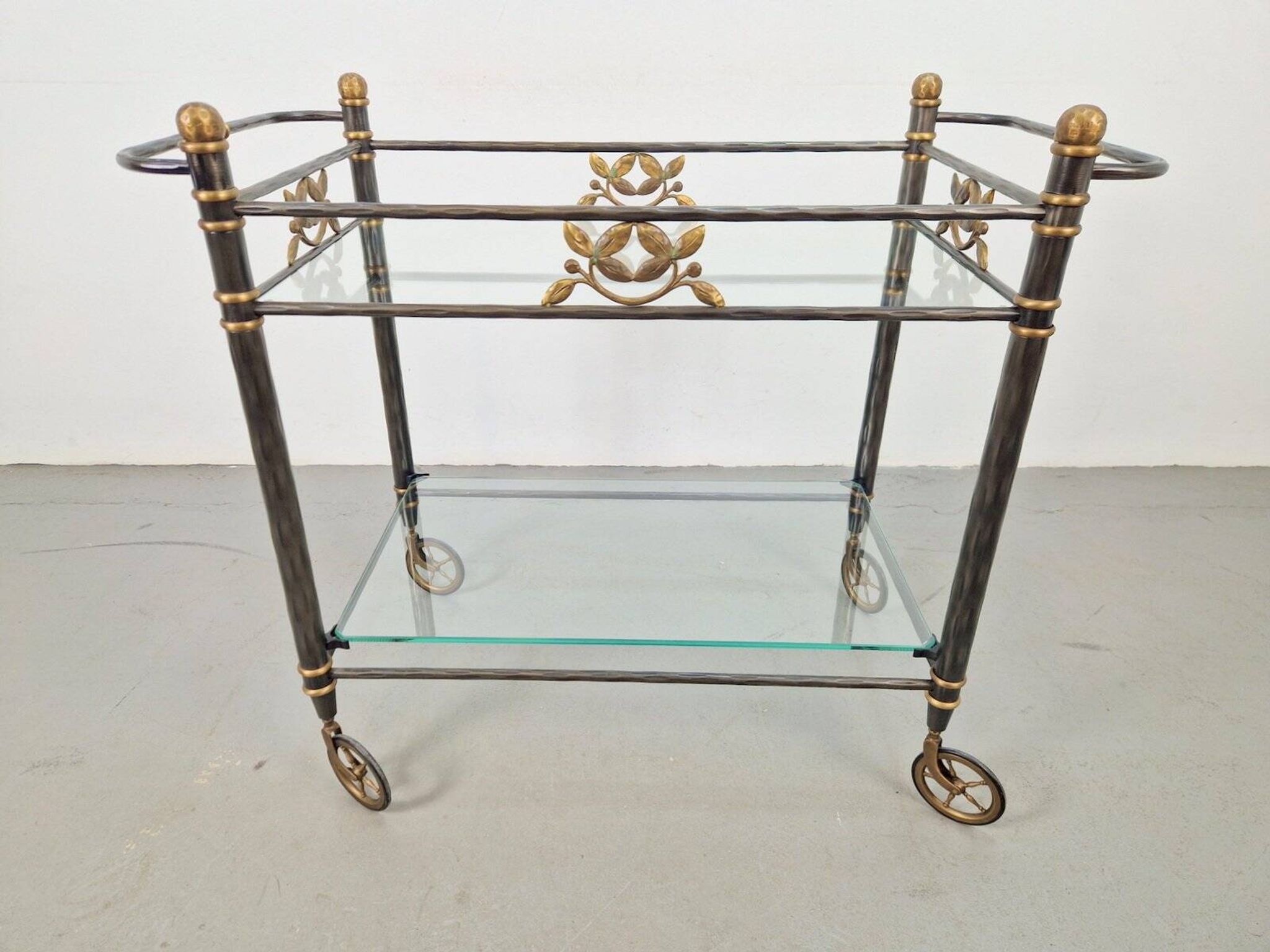 Regency Brass and Glass Serving Trolley, Italy, 1970s
