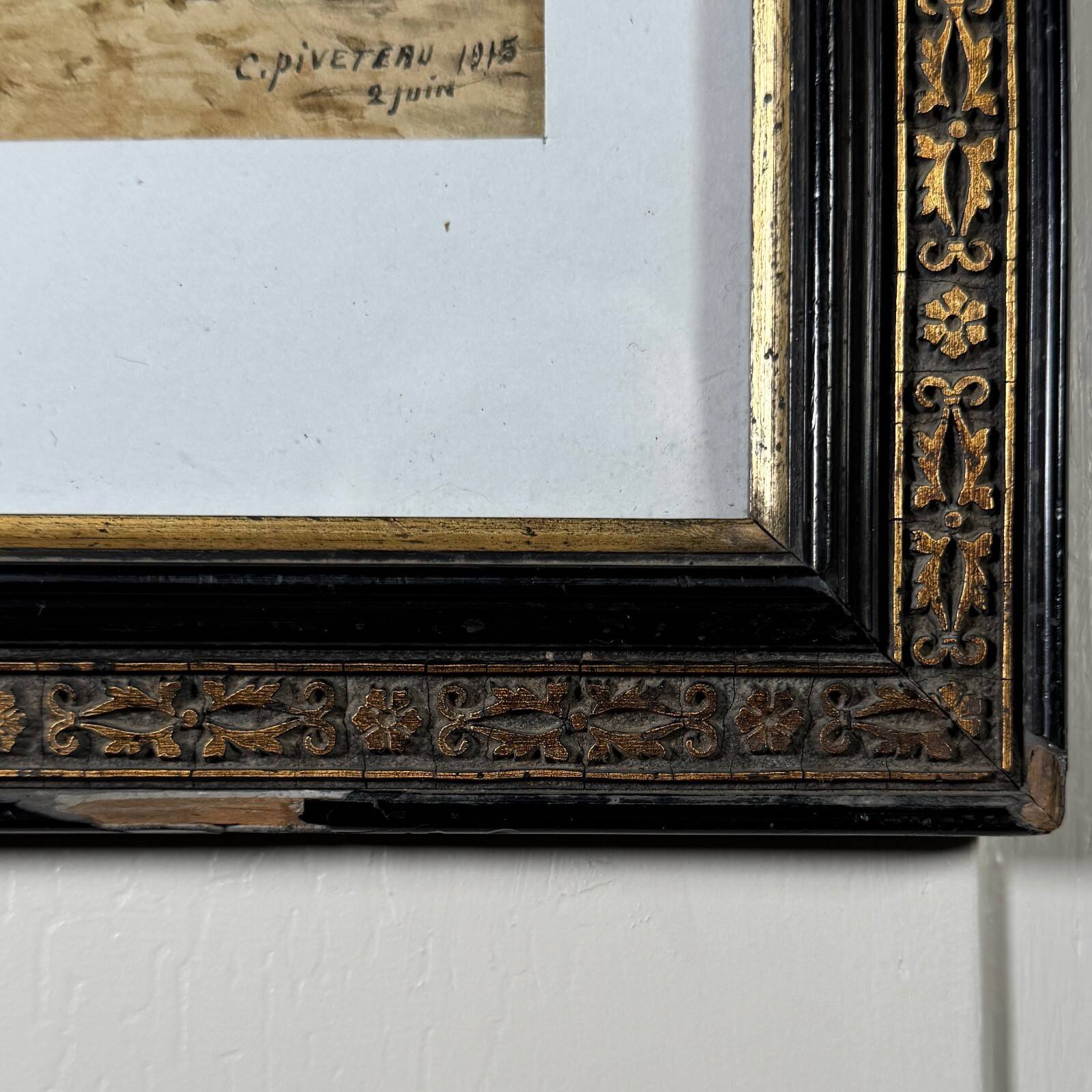 Watercolour on paper depicting a path by C. Piveteau 1915