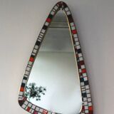 Mosaic and brass mirror, free form, Holland, 50's.