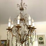 Bronze and crystal chandelier