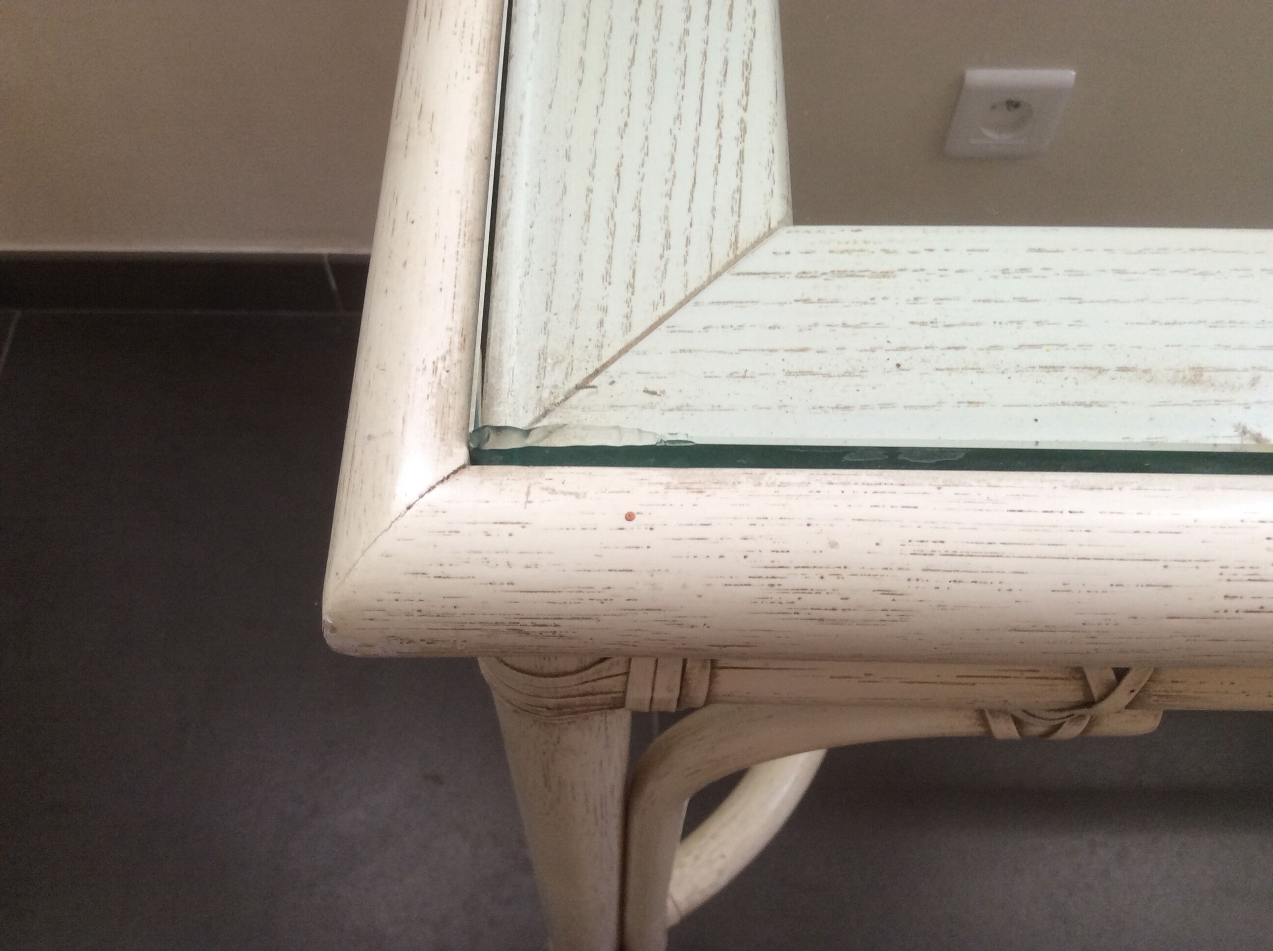 Console rattan bamboo Gasparucci vintage tropical 90'