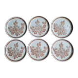 Set 6 assiettes plates grès fleuries