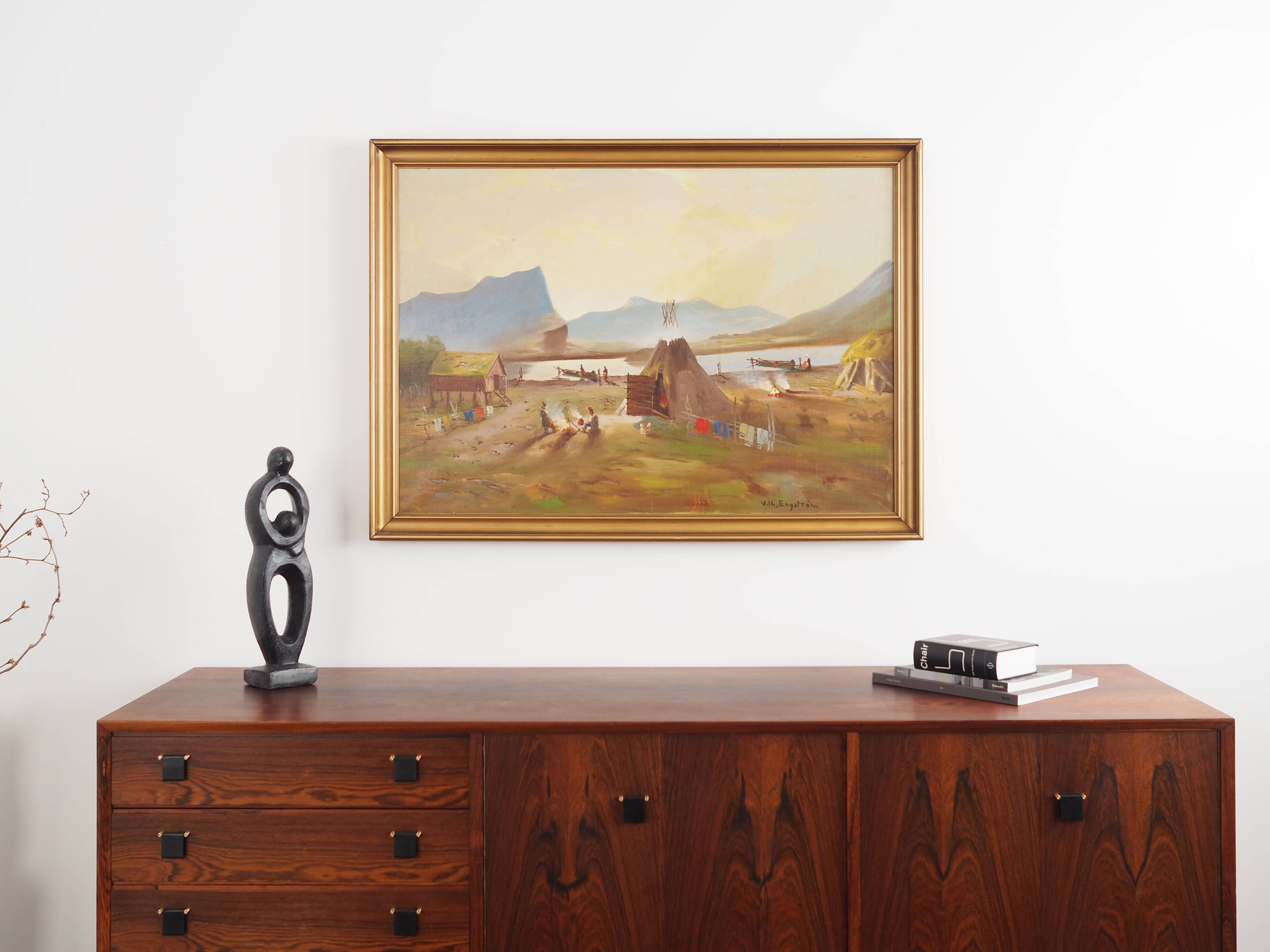 Painting „The Riverside Camp”, Scandinavian design, 19th century, by Vilhelm Oskar Engström