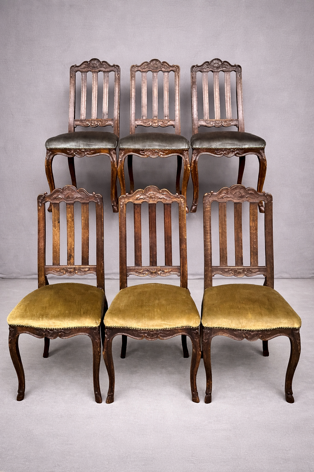Set of 6 Regency chairs. Solid oak.