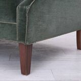 1960s, Danish 3-seater sofa, original turquoise-green furniture velour.