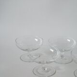 set of 5 engraved crystal champagne glasses 1950 9 x 6.5 cm