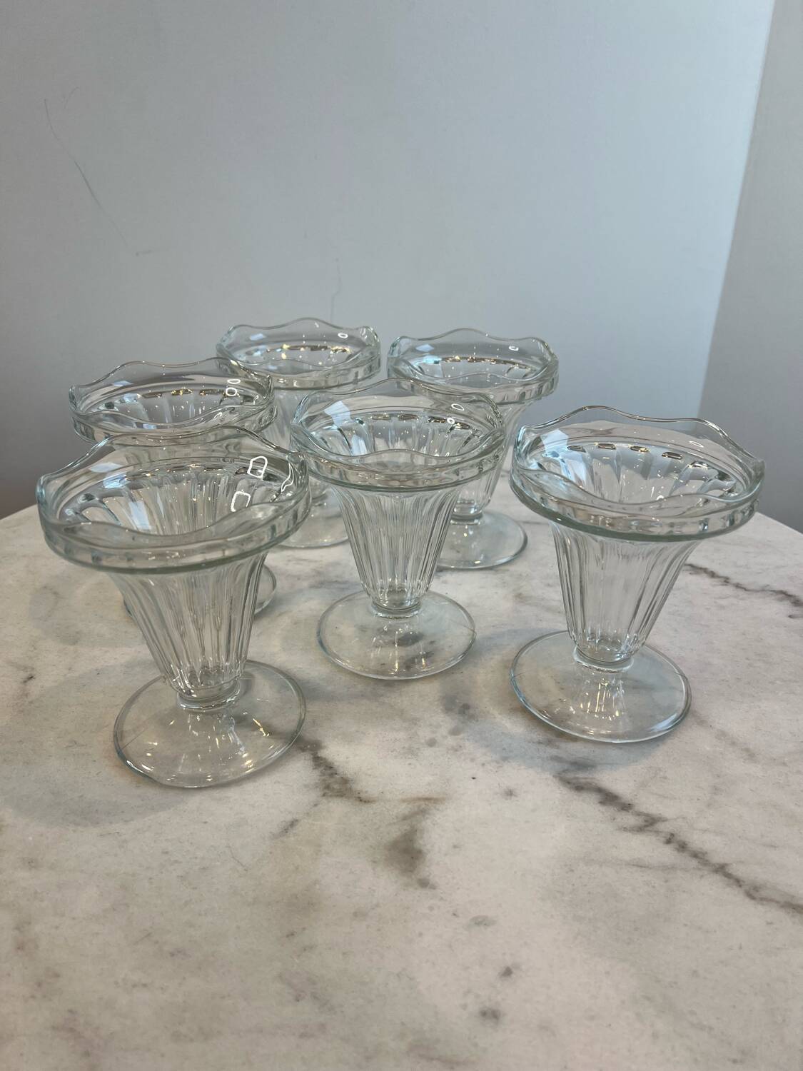 Set of 6 vintage French ice cream bowls