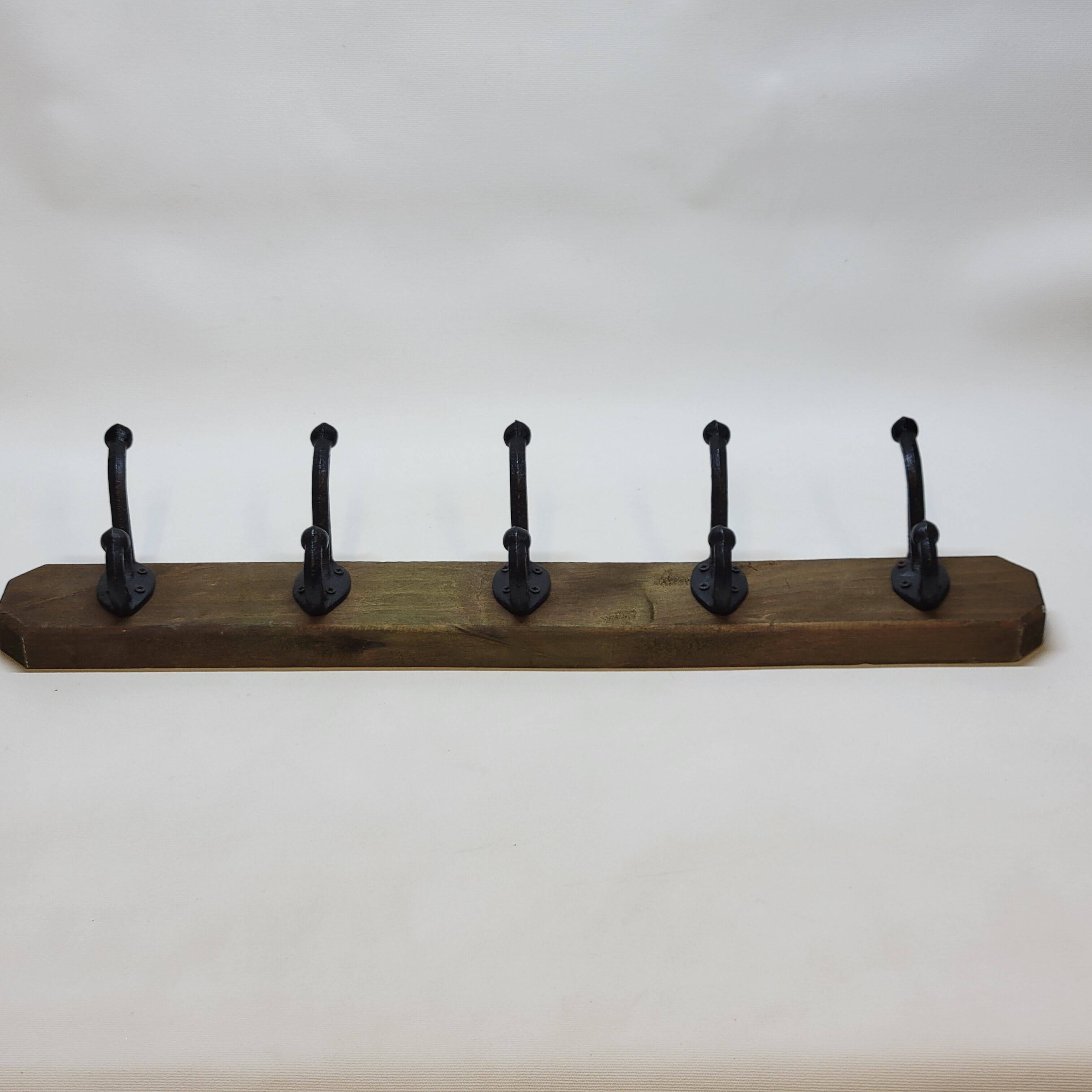 Coat Rack With 5 Hooks In Wood And Metal