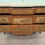 Commode a central jump in amaranth wood and rosewood XX century