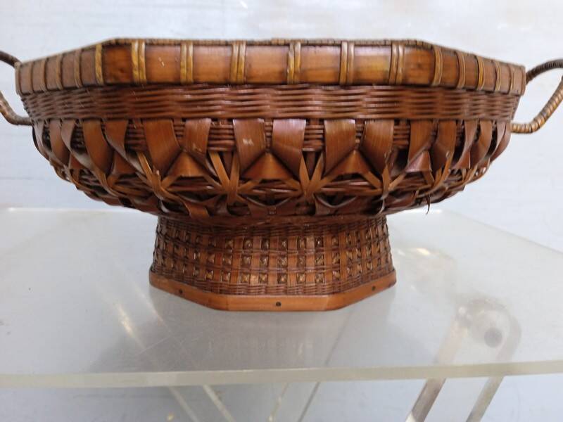 Cup / basket ikebana japan bamboo braided XXth