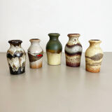 Set of Five Vintage Pottery Fat Lava Vases Made by Scheurich, Germany, 1970s
