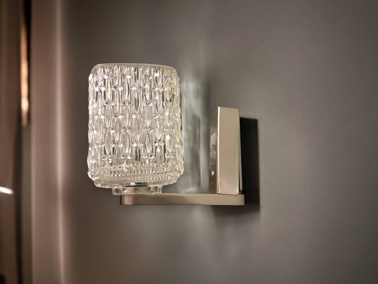 Portuguese mid-century retro glass wall sconce lamp