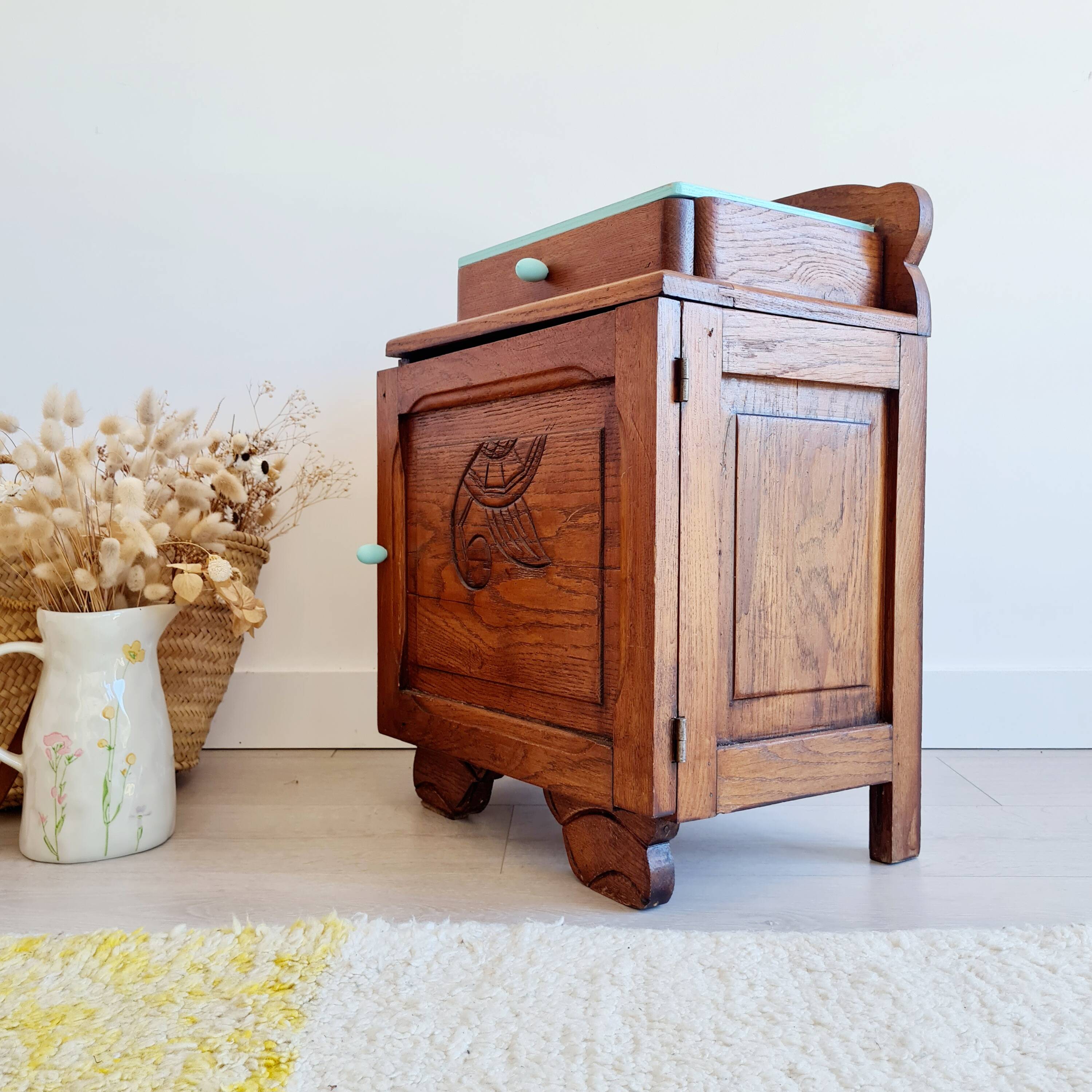 Chevet petit meuble caisson art déco bois