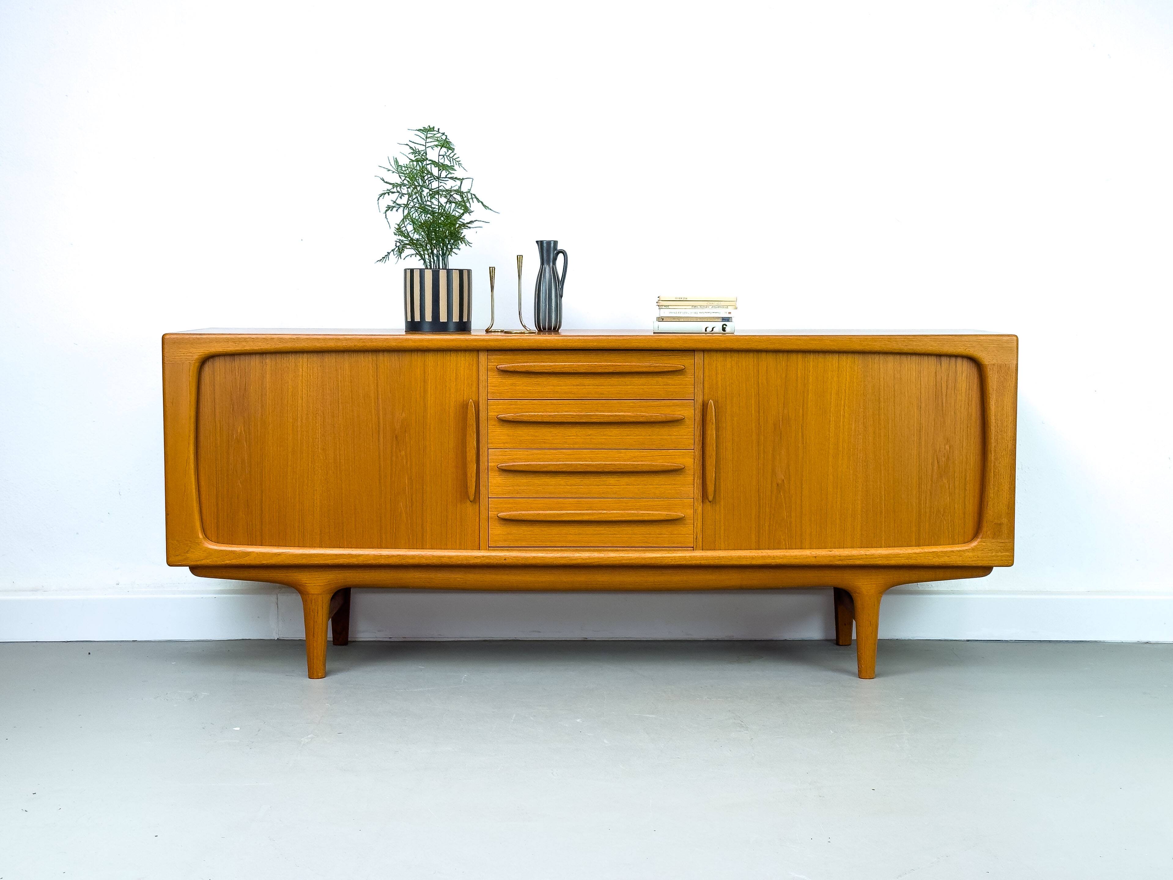 Danish Teak Sideboard with Tambour Doors from CFC Silkeborg, 1970s