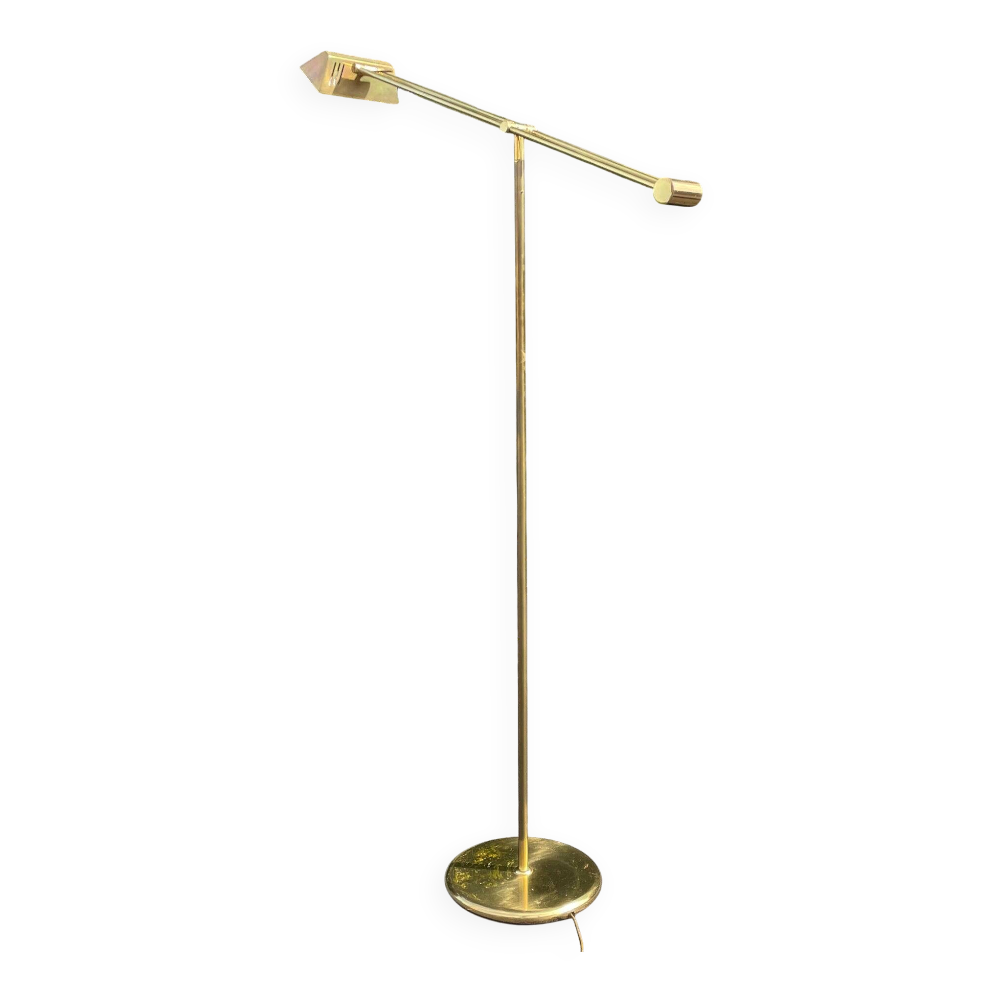 Vintage adjustable brass floor lamp with dimmer