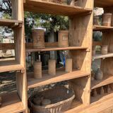 Large antique workshop furniture with drawers and shelves.