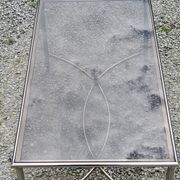 Chrome metal coffee table with smoked glass top in neoclassical style, 1970s.