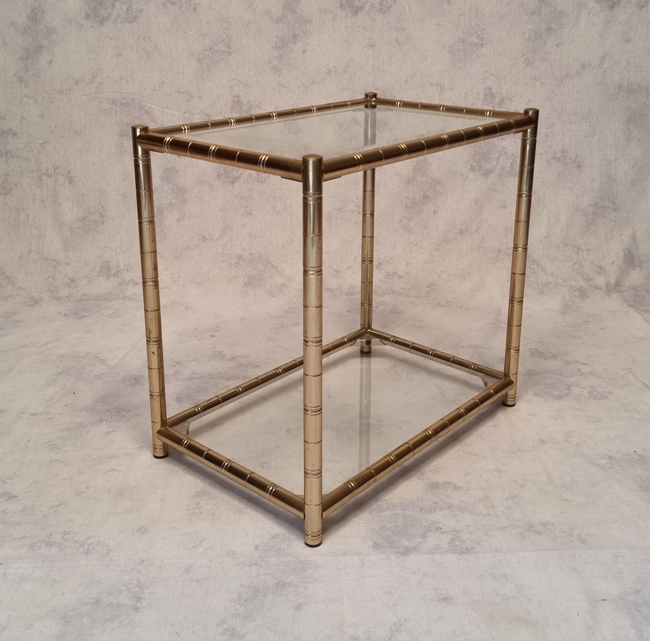 Pair of bamboo sofa ends - golden brass - ca 1980