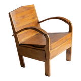 Fauteuil asiatique en lattes de bois upcyclé