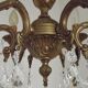 French Mid Century Bronze 6 Light Chandelier With Crystal Droplets 5491
