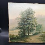 Oil on canvas painting landscape signed A Tournier 1884