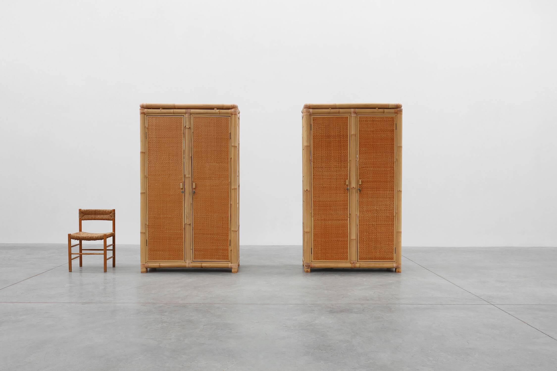 Mid-century bamboo and rattan wardrobe, Italy ca. 1960