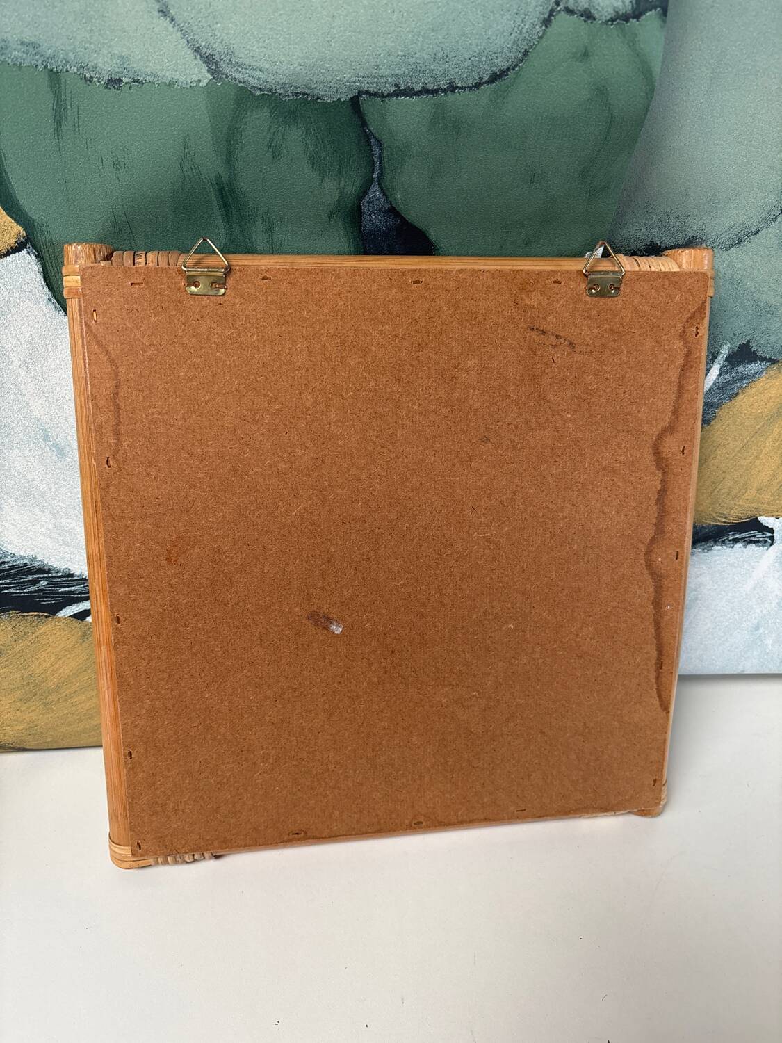 Miroir rotin vintage carré