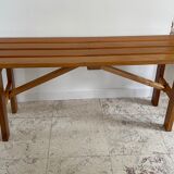 Folding bench in wood varnish vintage