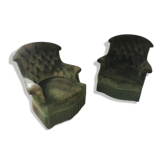 Paire de grands fauteuils crapauds