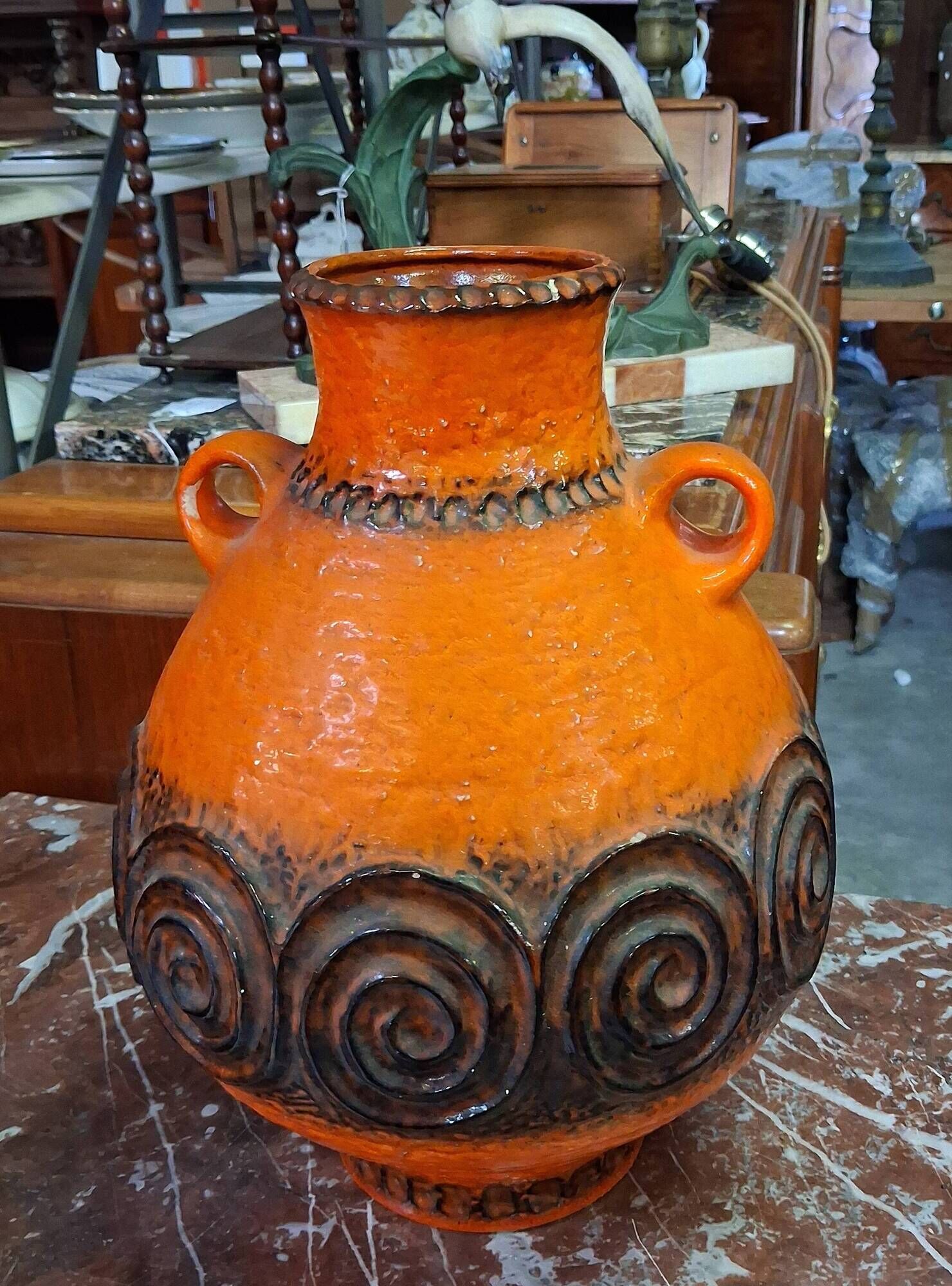 Important glazed ceramic vase, baluster-shaped with a generous body.