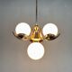 Art Deco Chrome and Pink Glass Chandelier, 1930's