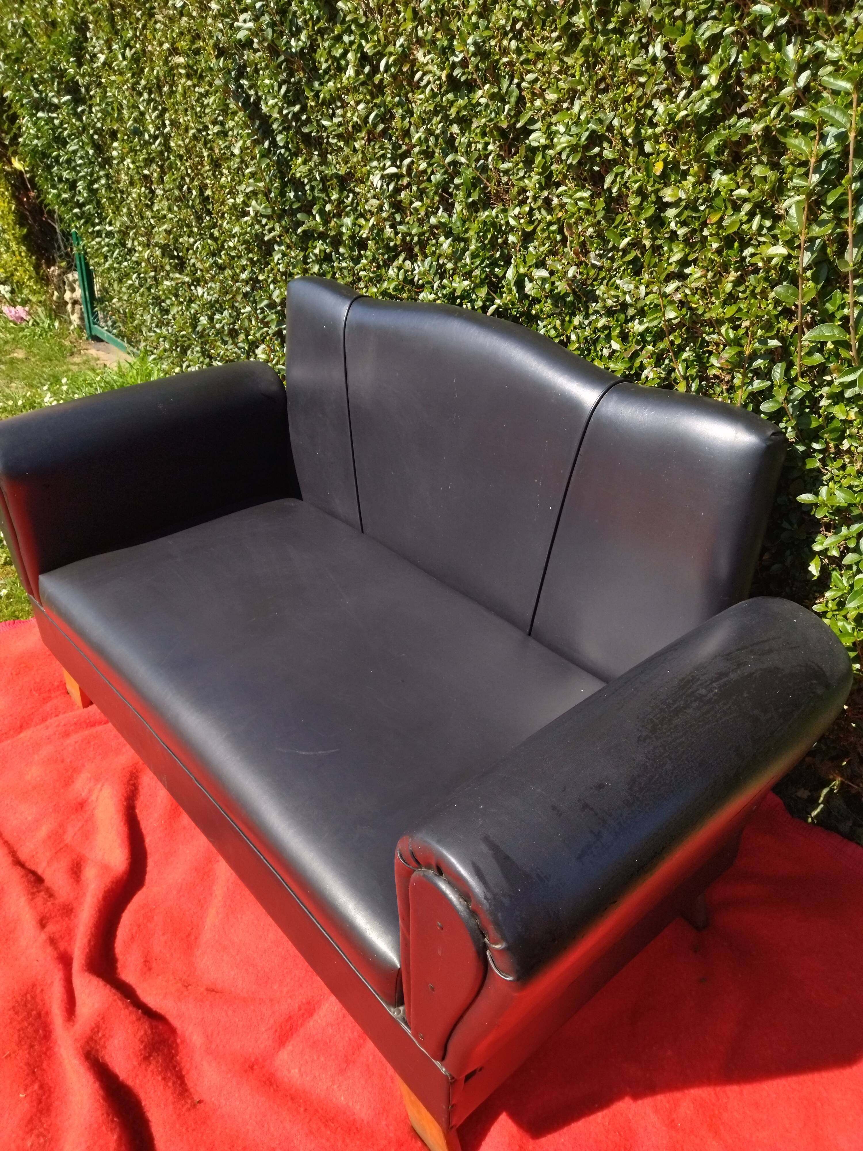 Vintage leather bench, modular