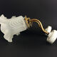 Pair of brass swan collar wall sconces, porcelain fastening. Vintage