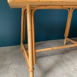 Table basse rotin avec plateau écossais