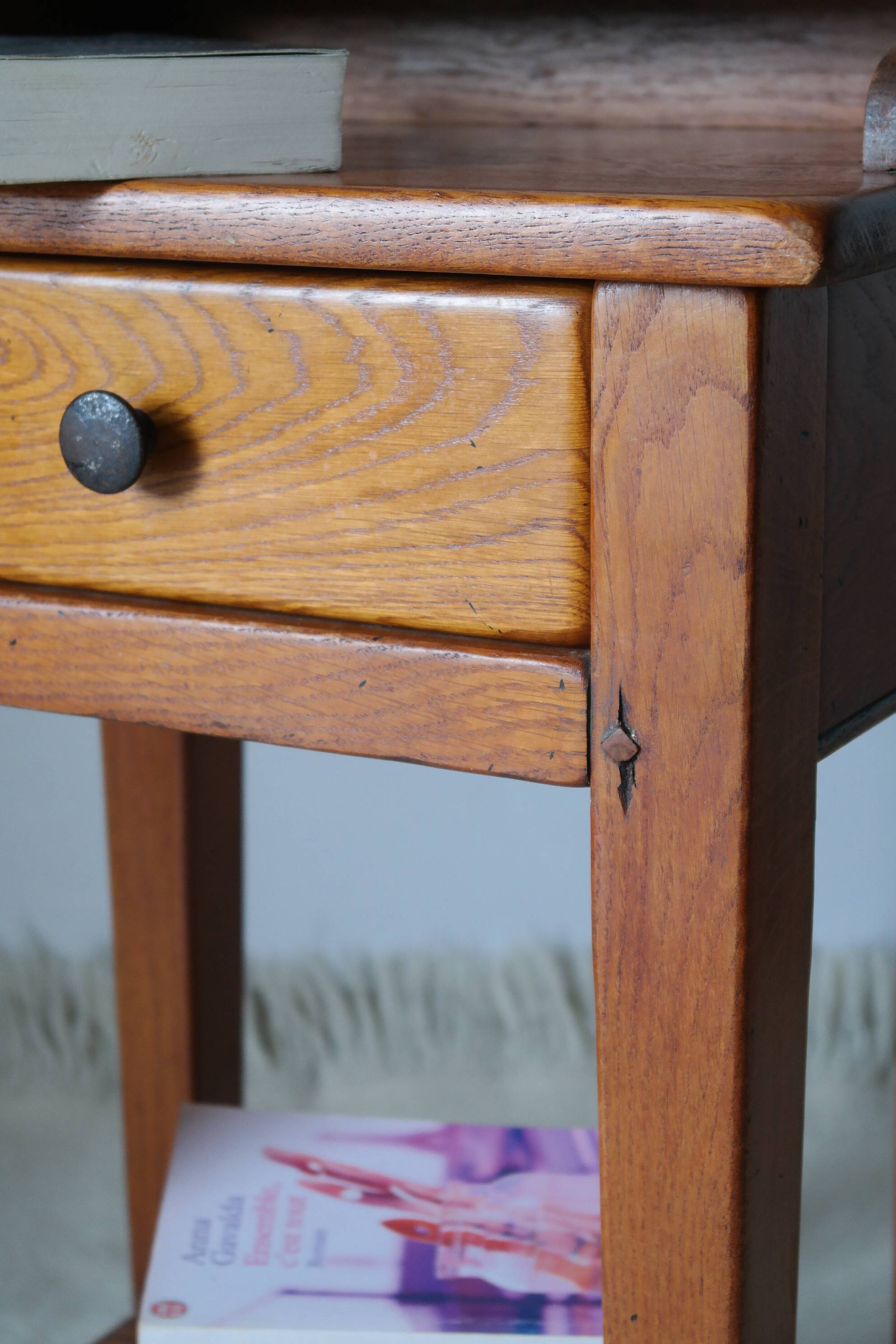 Vintage solid oak bedside