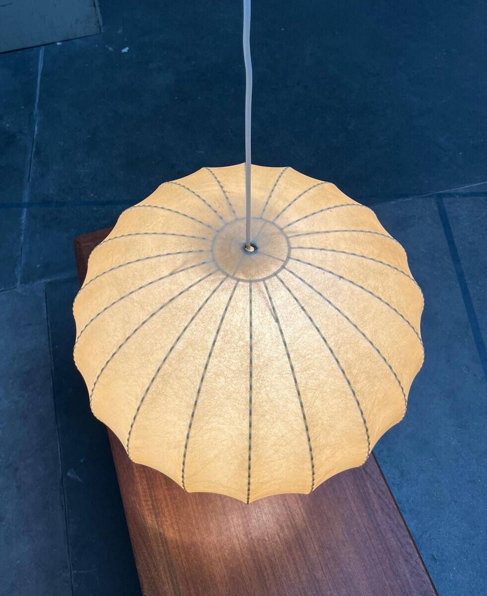 Modern mid-century German cocoon pendant lamp by Friedel Wauer for Goldkant Leuchten, 1960s.