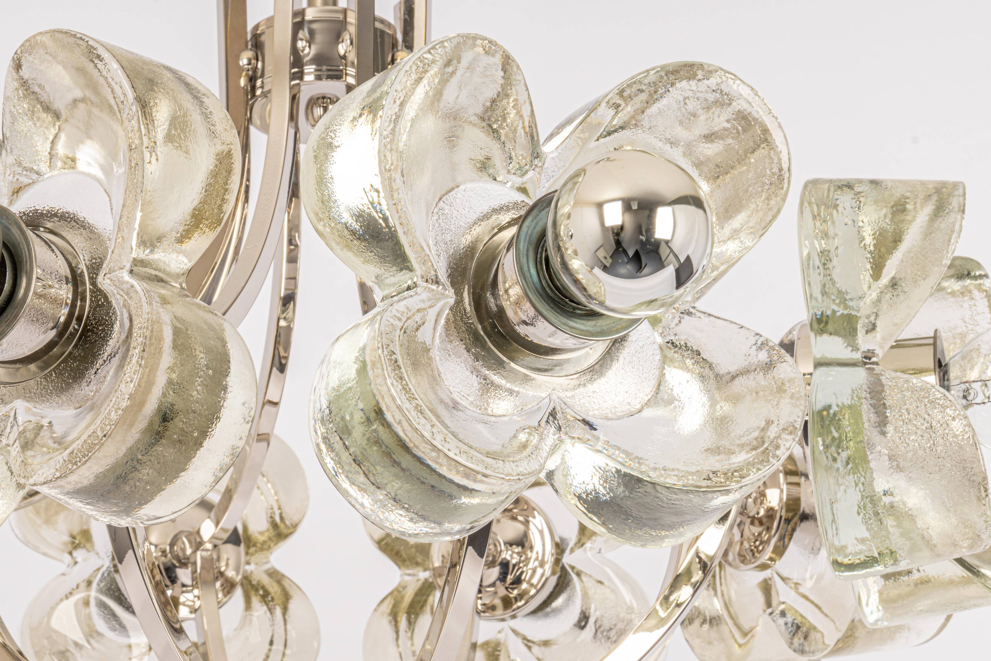 Large chrome glass and crystal pendant by Sische, Germany, 1970s.