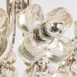 Large chrome glass and crystal pendant by Sische, Germany, 1970s.