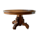 Old table slightly oval cherry tree with central foot with 2 extensions