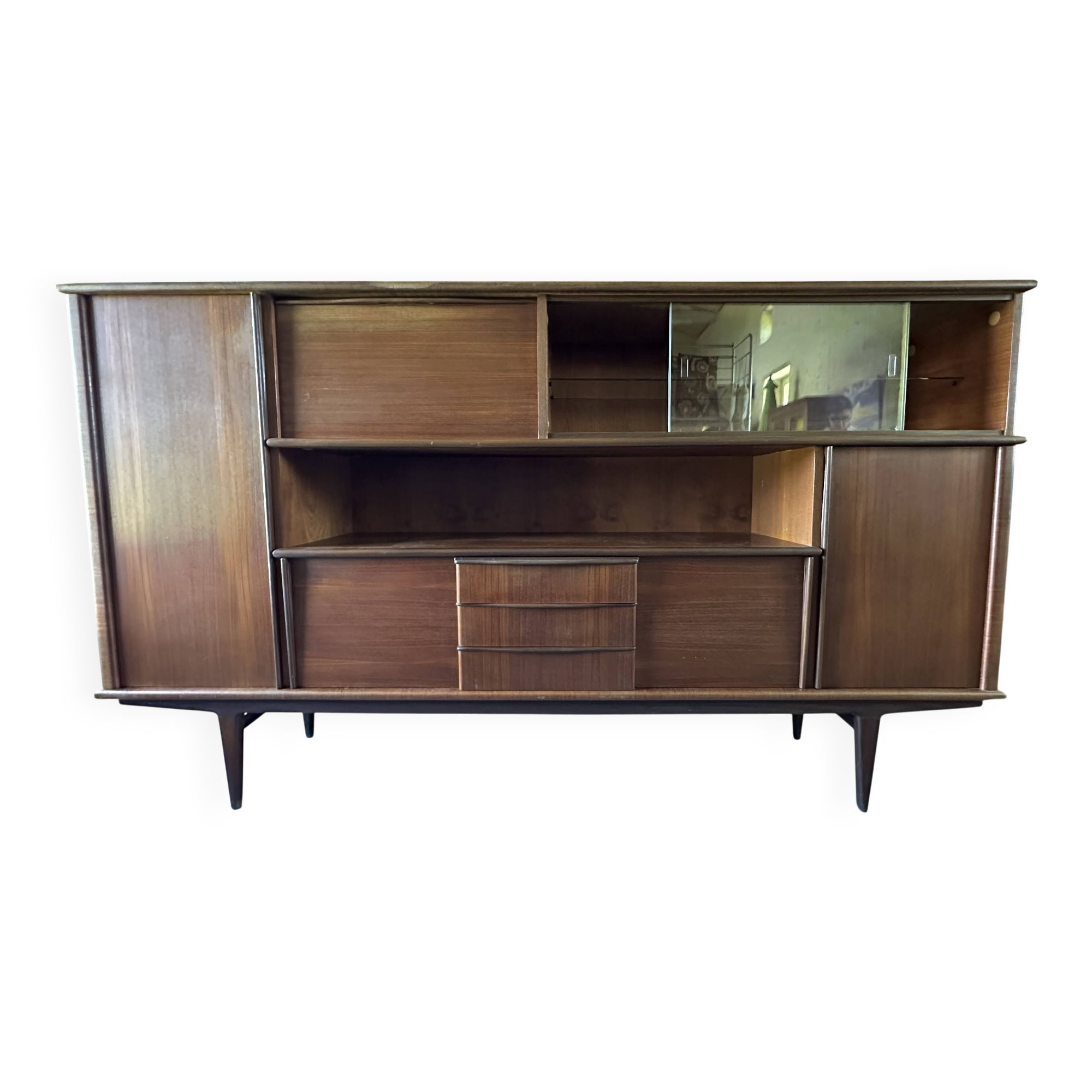 High sideboard or living room teak, vintage 1960s