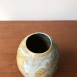 Blue and beige enamel vase