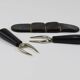 Carl Aubock Pair Forks, Horn, Brass, Leather Holder, Corn Cob Skewers 1930s