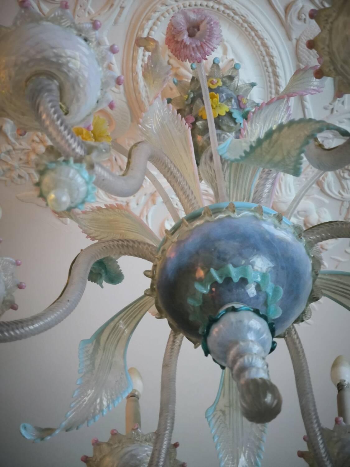 Multicolored Murano glass chandelier circa 1900