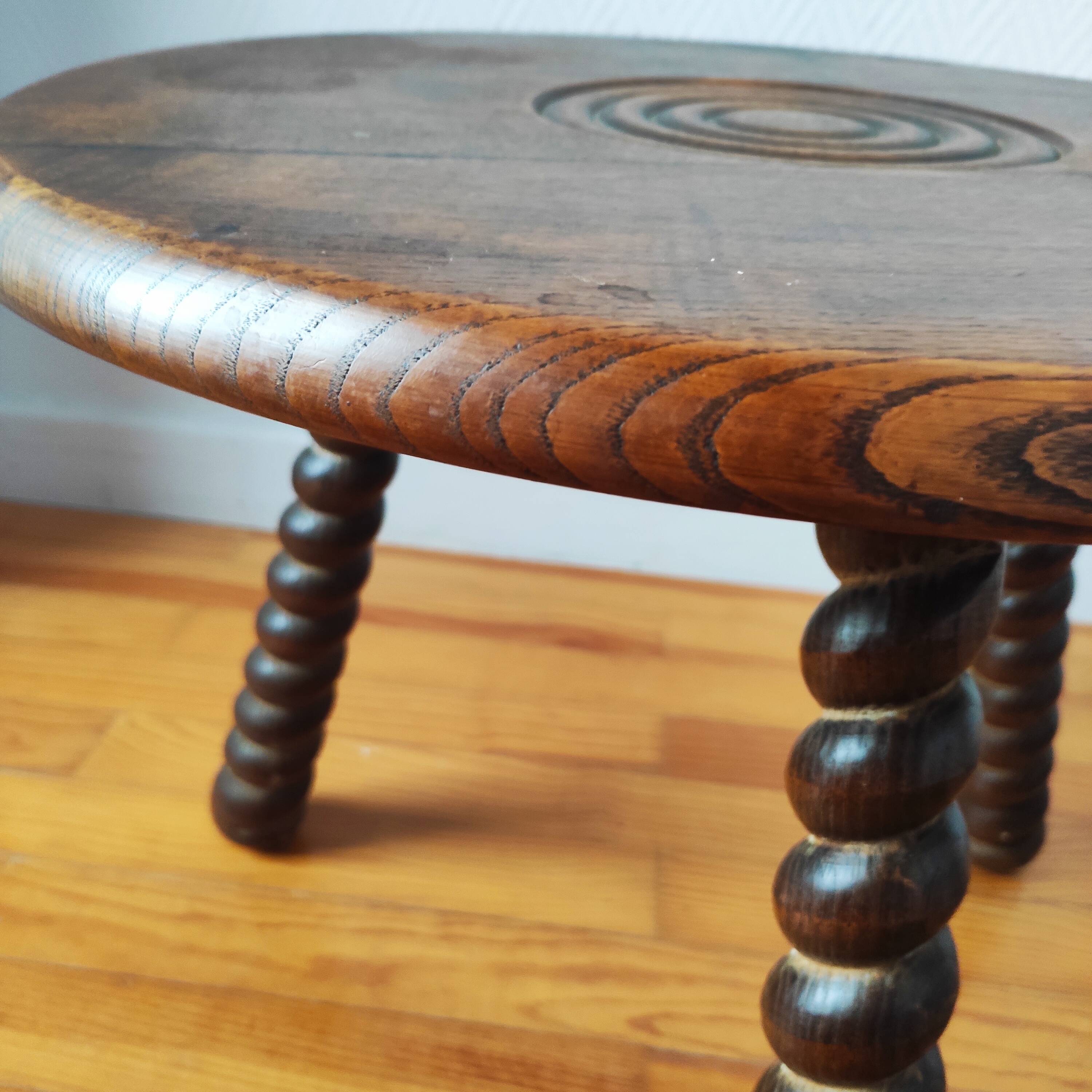 Brutalist tripod coffee table 1950